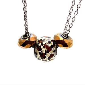 Double chain beaded charm necklace